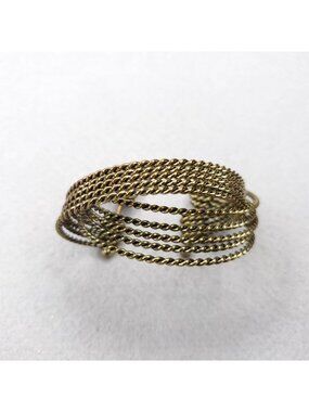 Brass Tone Cuff  Bracelet Rope Look Criss Cross 6.5"